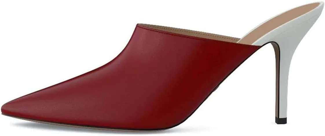 FSJ Women Dressy Thin High Heel Slide Sandals Pointed Toe Mules Slip on Loafers Stiletto Pumps Shoes Size 4-15 US