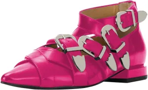 FSJ Women Pointed Toe Metal Buckle Design Flats Low Heel Loafers Strappy Criss Cross Lace-up Sweet Cool Trendy Pumps Shoes Size 4-16 US