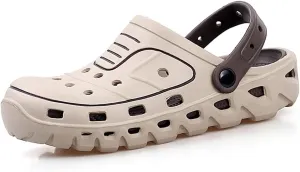 Garden Shoes for Men Mens Slippers Wooden Geta Sandals， Sandals Lightweight Slip On Mules Walking Shower Slippers Unisex Summer Beach Shoes,Indoor and Outdoor (Color : White, Size : EUR44)