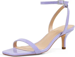 GENSHUO Square Open Toe Ankle Strap Heels Sexy Strappy Women Stiletto Heeled Sandals