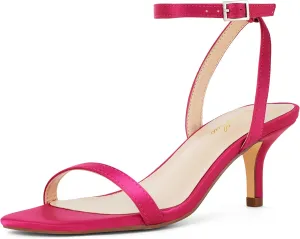 GENSHUO Women Stiletto Heeled Sandals Square Open Toe Ankle Strap Heels Sexy Strappy Dress High Heel Shoes