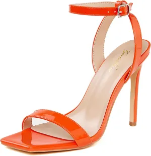 GENSHUO Women's High Heels Ankle Buckle Strap Stilettos Open Square Toe Dressy Sexy Strappy Sandals for Party Prom Homecoming Dressy Shoes