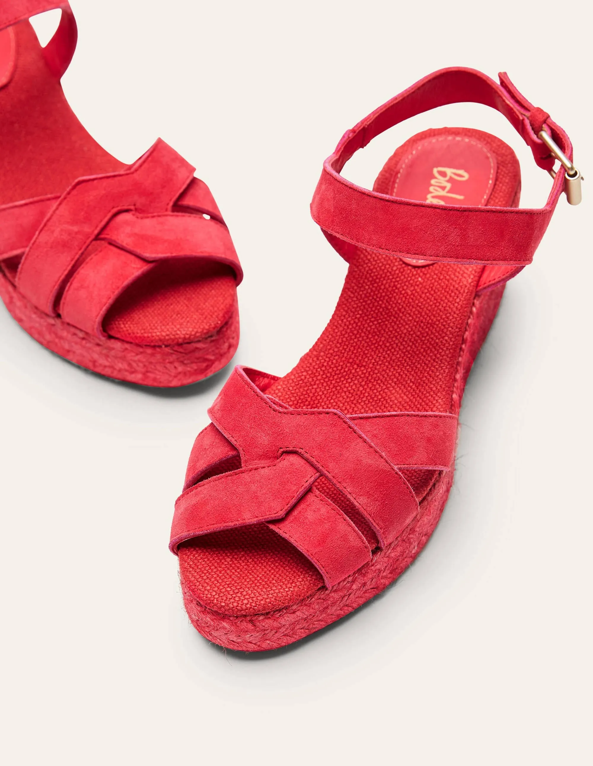 Geometrische Espadrilles mit Keilabsatz-Helles Mohnblumenrot