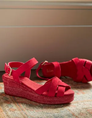Geometrische Espadrilles mit Keilabsatz-Helles Mohnblumenrot