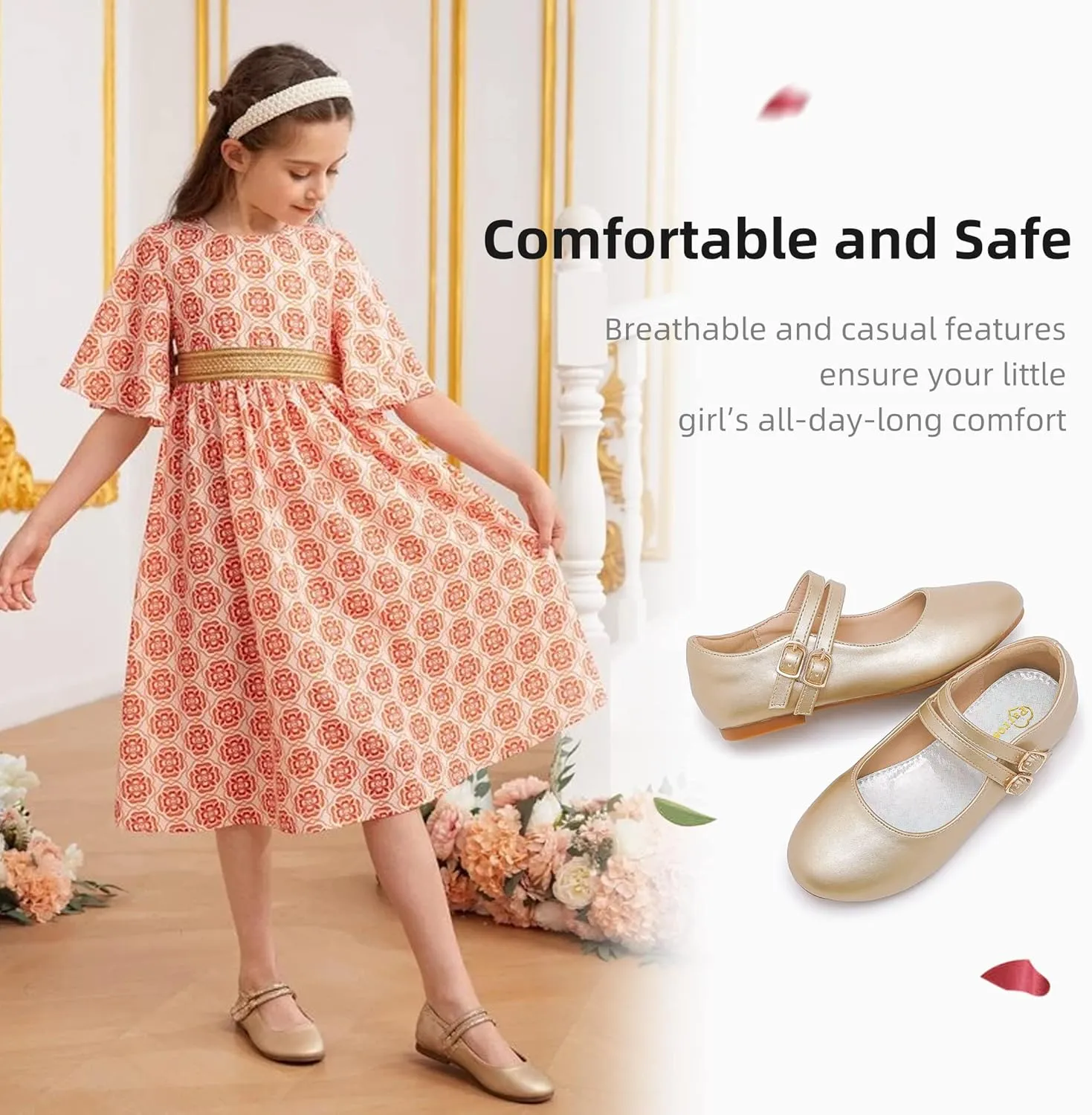 Girls Dress Shoes Princess Wedding Girls Flats Toddler Girl Shoes for Little Big Kids