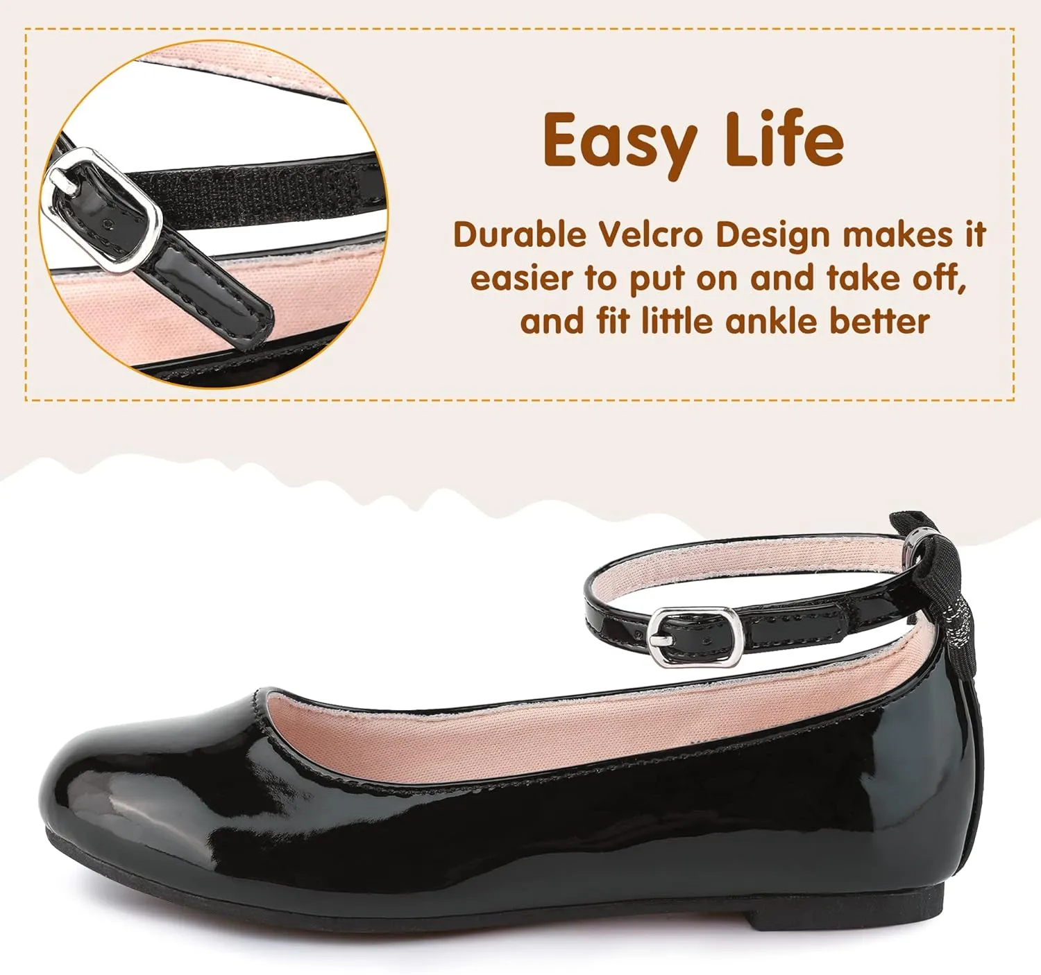 Girls Flats Mary Jane Shoes Casual Slip On Ballet Flat for School Wedding Party Ankle Strap Dress Shoes