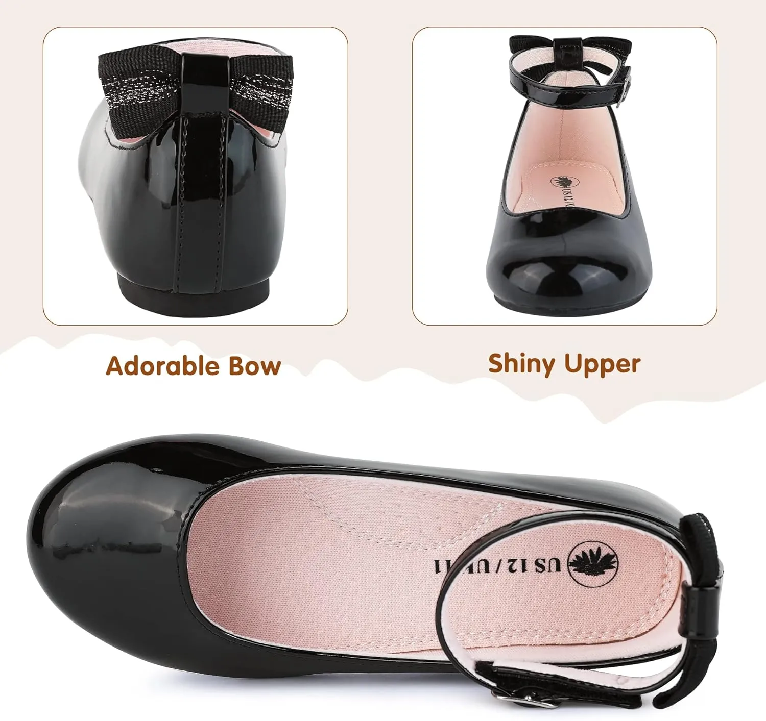 Girls Flats Mary Jane Shoes Casual Slip On Ballet Flat for School Wedding Party Ankle Strap Dress Shoes
