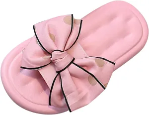 Girls Slippers Polka Dot Print Bow Flat Sandals Sliders Kids Baby Girls Summer Open Toe Beach Pool Non-slip Sandals