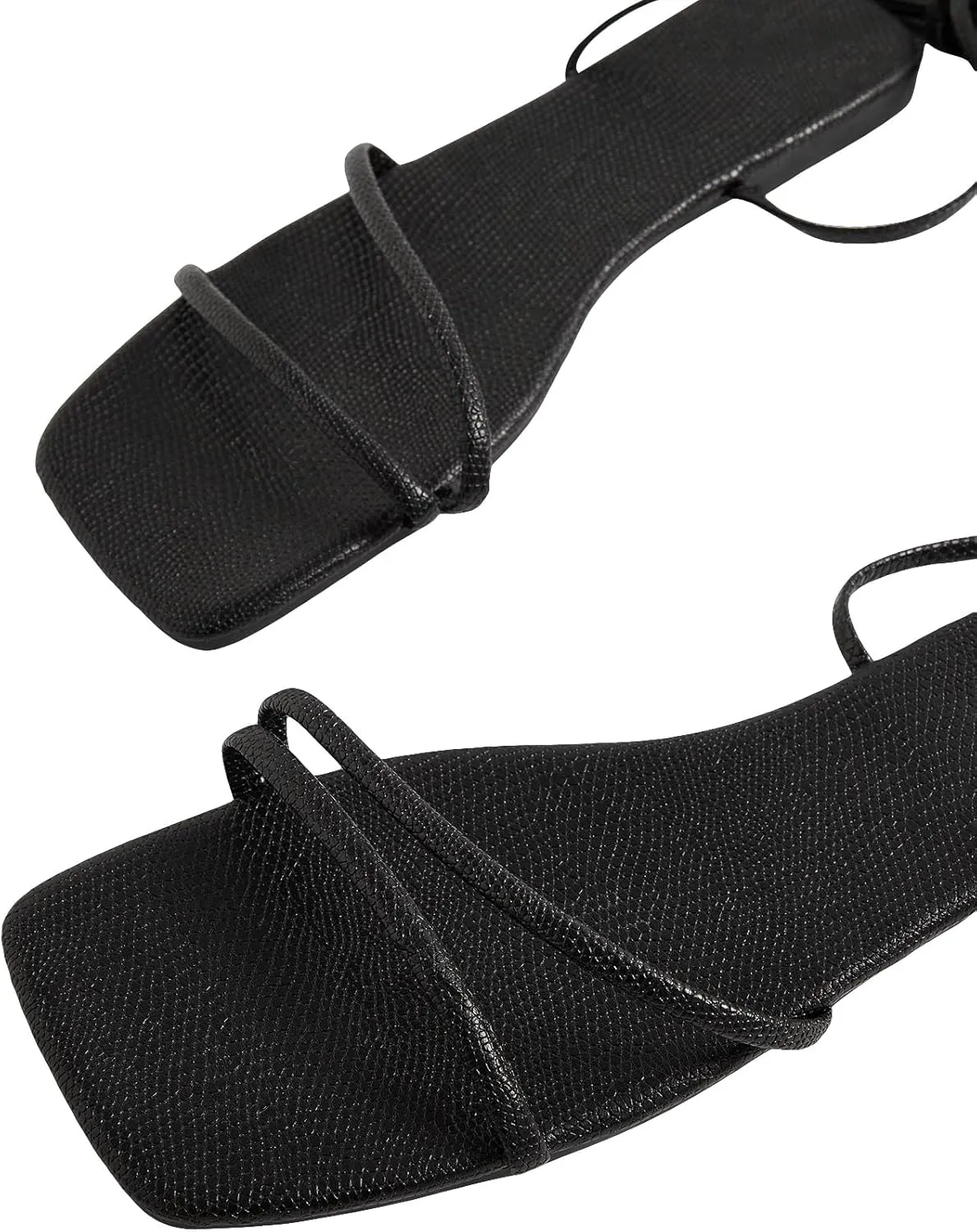 GORGLITTER Women's Lace Up Flat Gladiator Sandals Dressy Open Toe Strappy Slide Sandals