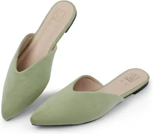 Hawkwell Women's Backless Slip on Slides Loafer Shoes Flats Comfortable Pointed Toe Mules