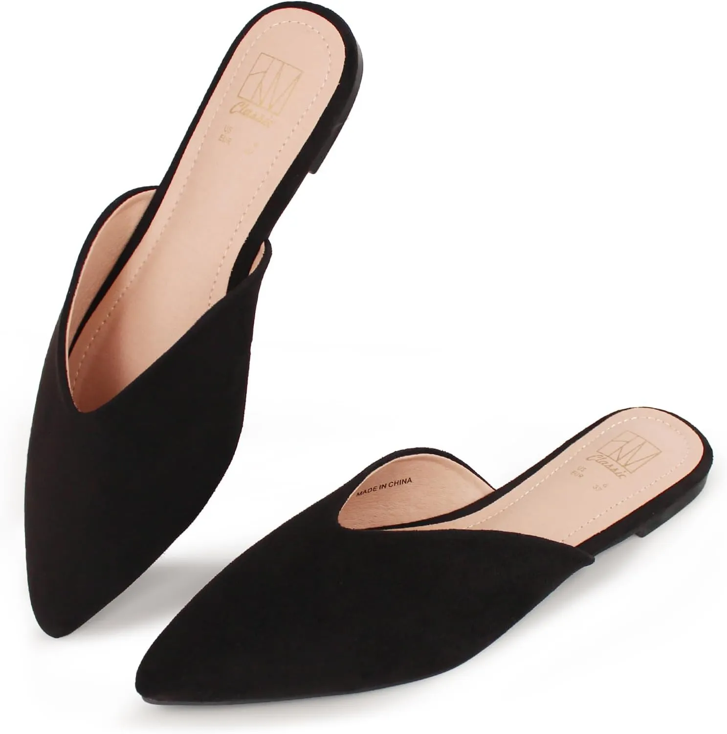 Hawkwell Women's Backless Slip on Slides Loafer Shoes Flats Comfortable Pointed Toe Mules