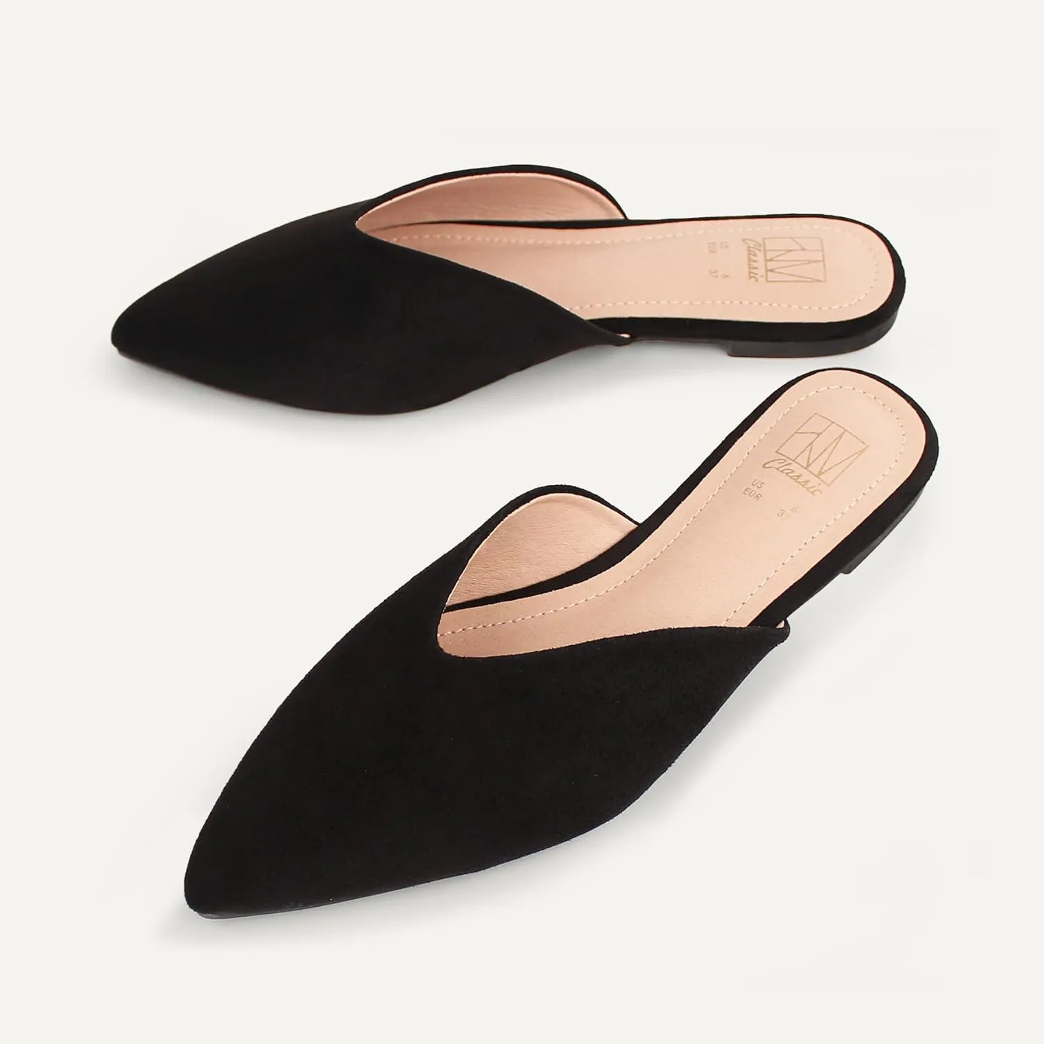 Hawkwell Women's Backless Slip on Slides Loafer Shoes Flats Comfortable Pointed Toe Mules