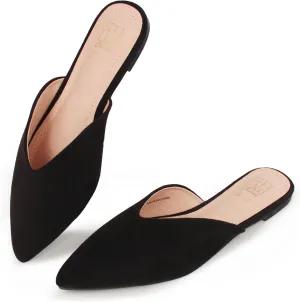 Hawkwell Women's Backless Slip on Slides Loafer Shoes Flats Comfortable Pointed Toe Mules