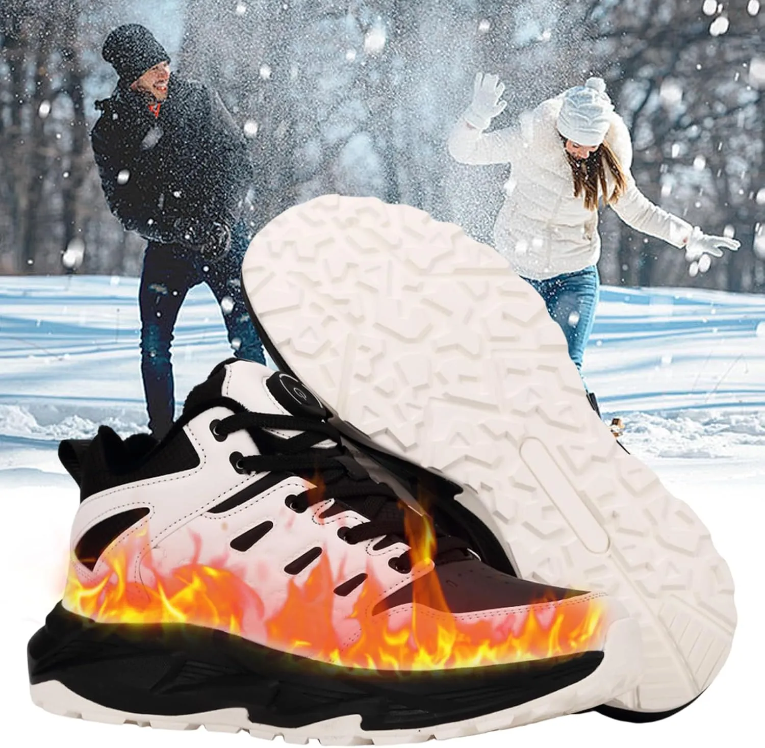 Heated Sneakers for Women and Men, Rechargeable Heating Shoes Foot Warmers with 3 Temperature Settings, Winter Outdoor Heated Sports Shoes