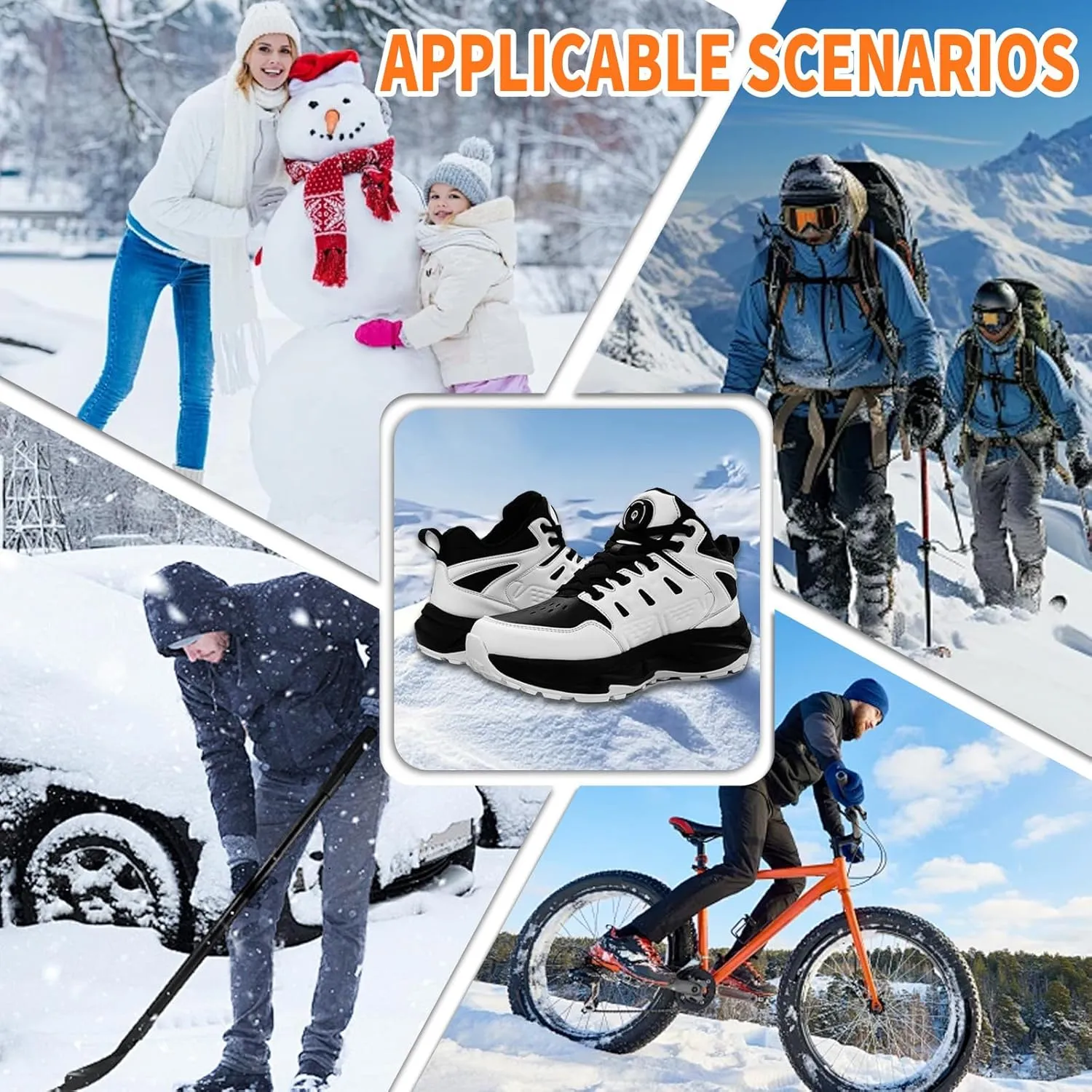 Heated Sneakers for Women and Men, Rechargeable Heating Shoes Foot Warmers with 3 Temperature Settings, Winter Outdoor Heated Sports Shoes