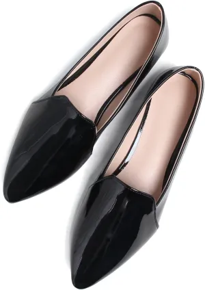 Hee grand Classic Solid Pointed Toe Ballet Flats for Women Lightweight Slip-On Loafers Comfort Walking Flats Suede Dressy Shoes