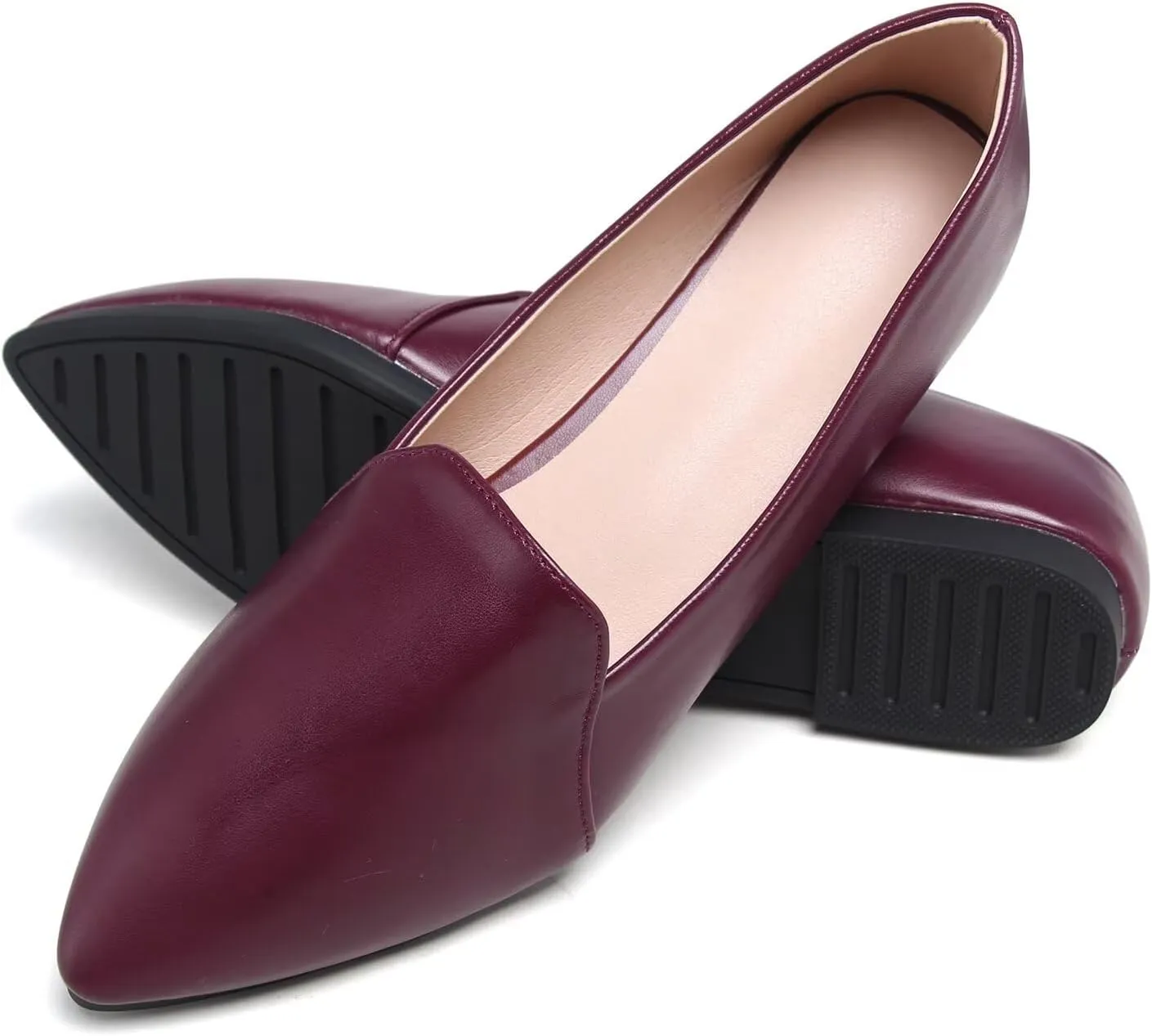 Hee grand Classic Solid Pointed Toe Ballet Flats for Women Lightweight Slip-On Loafers Comfort Walking Flats Suede Dressy Shoes