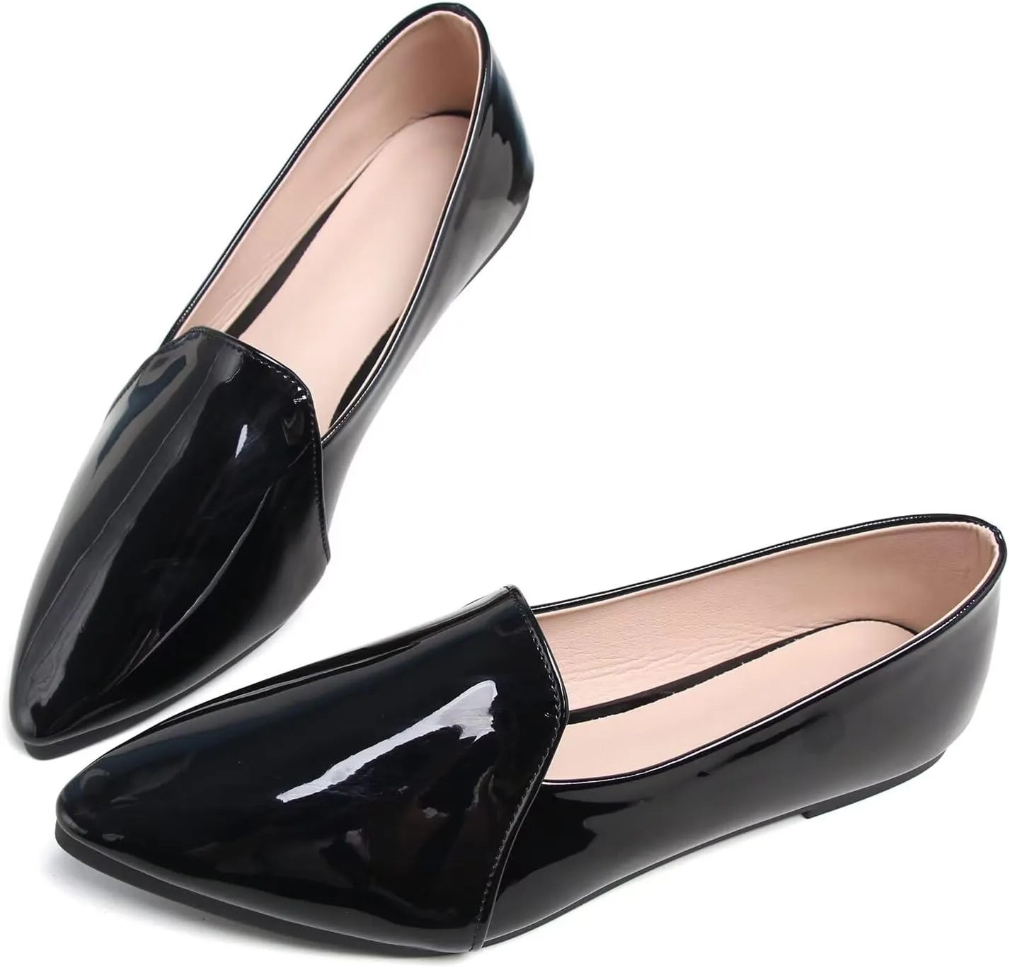 Hee grand Classic Solid Pointed Toe Ballet Flats for Women Lightweight Slip-On Loafers Comfort Walking Flats Suede Dressy Shoes