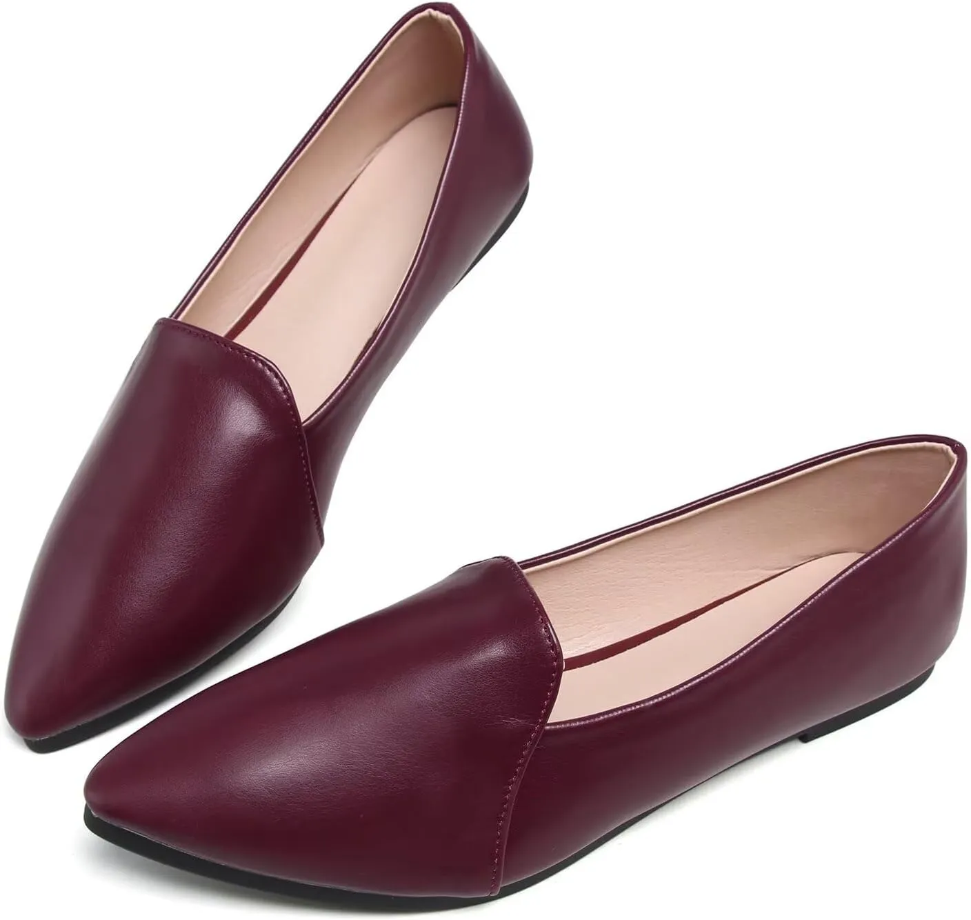 Hee grand Classic Solid Pointed Toe Ballet Flats for Women Lightweight Slip-On Loafers Comfort Walking Flats Suede Dressy Shoes