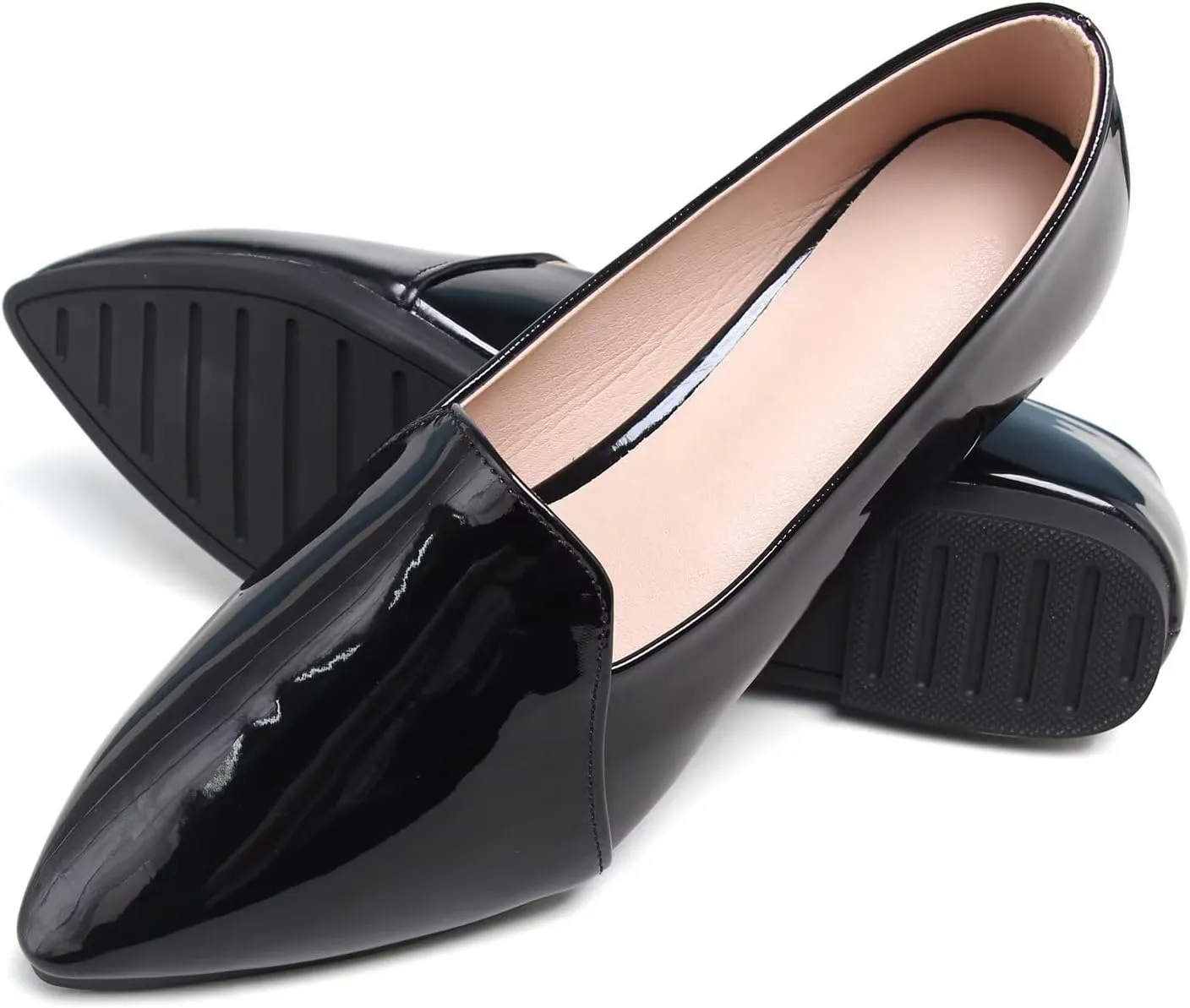 Hee grand Classic Solid Pointed Toe Ballet Flats for Women Lightweight Slip-On Loafers Comfort Walking Flats Suede Dressy Shoes