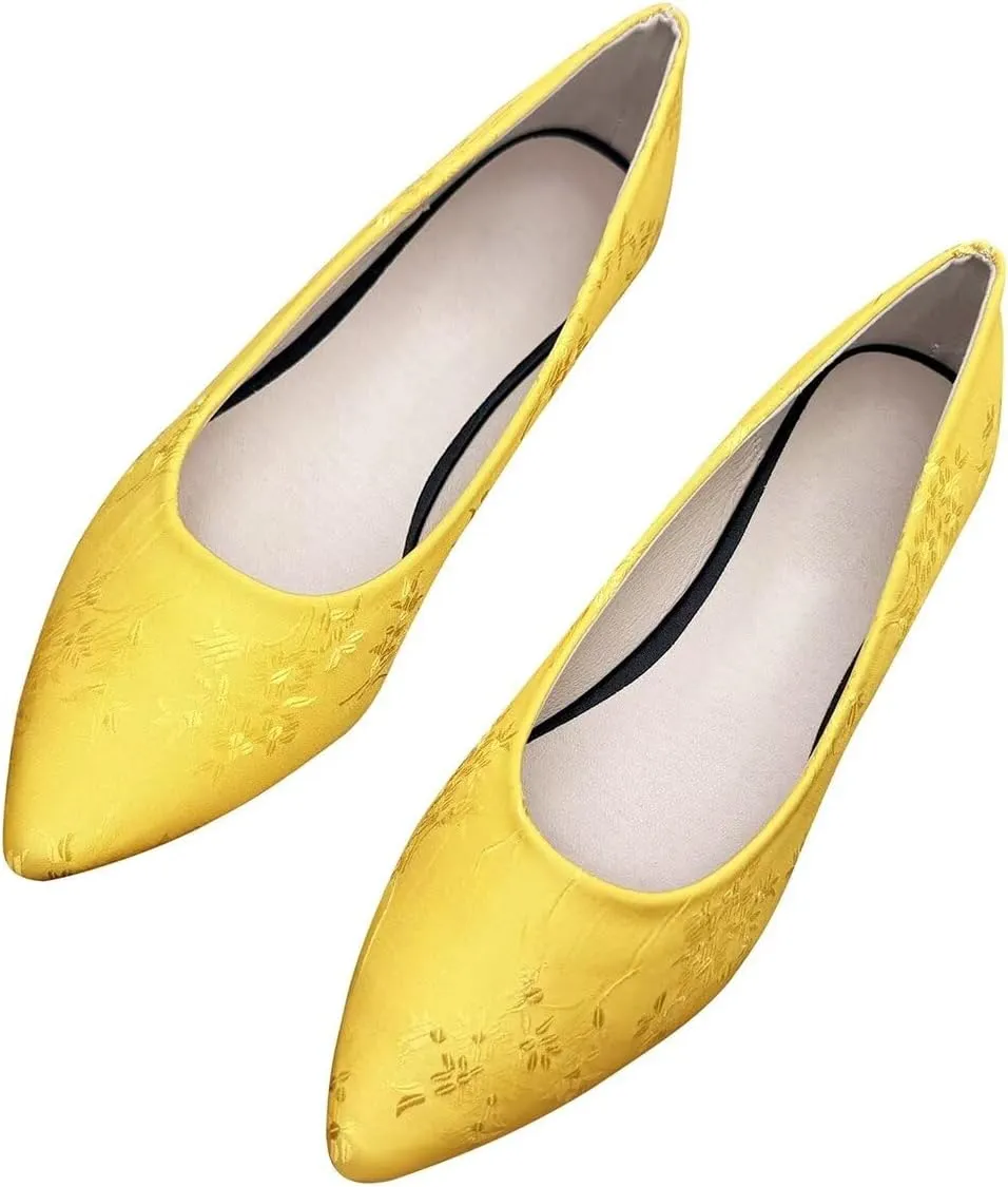 Hee grand Classic Solid Pointed Toe Ballet Flats Womens Shallow Satins Dress Shoes Casual Comfort Slip-On Loafers Light Weight Walking Flats
