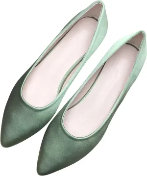 Hee grand Classic Solid Pointed Toe Ballet Flats Womens Shallow Satins Dress Shoes Casual Comfort Slip-On Loafers Light Weight Walking Flats