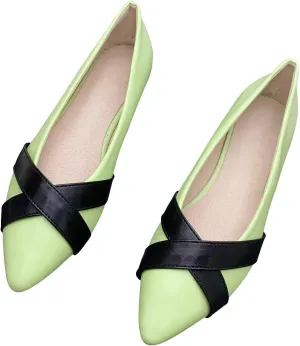 Hee grand Flats for Women Retro Criss-Cross Ballet Flats Pointed Toe Dress Shoes Lightweight Slip On Loafers