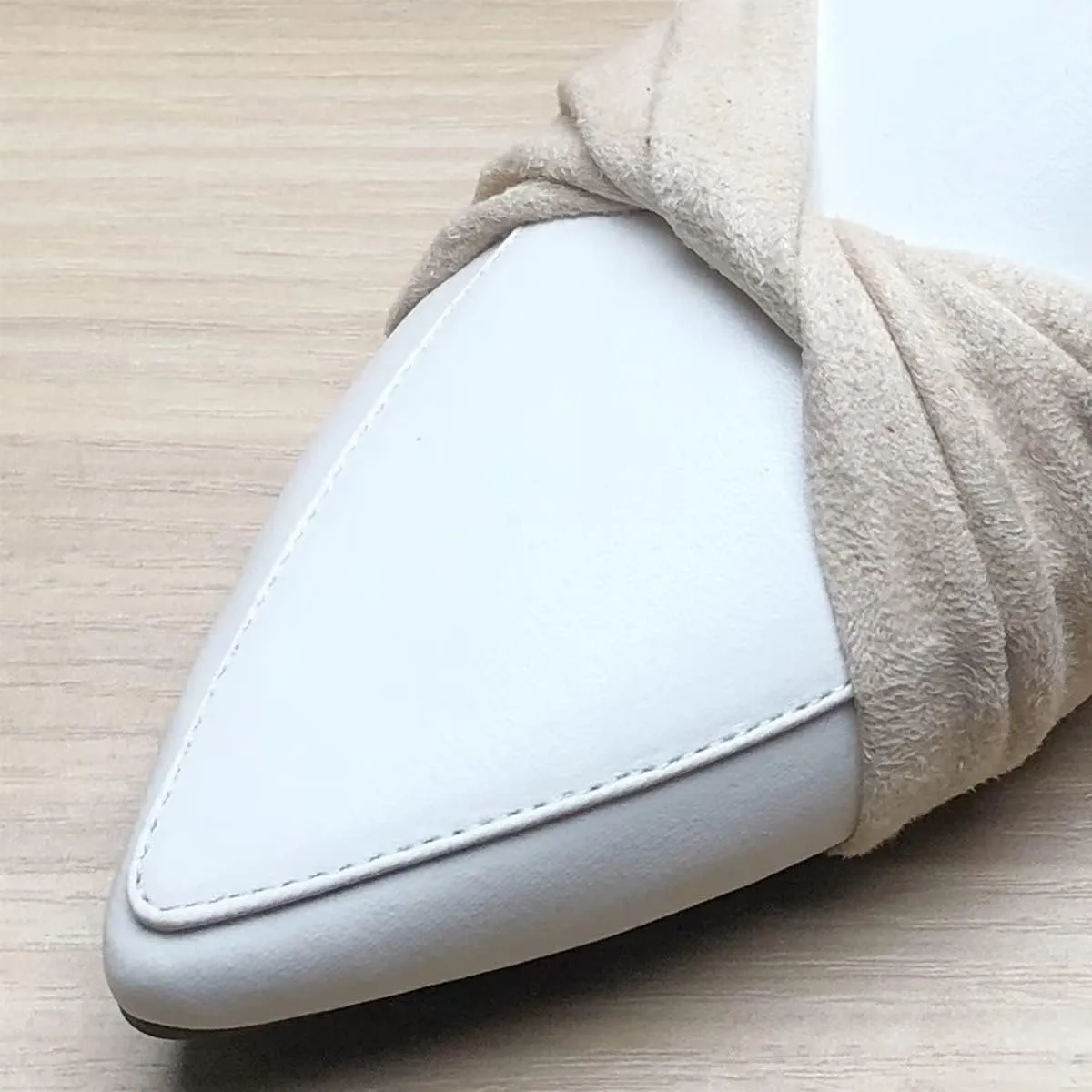 Hee grand Mules for Women Bowtie Pointy Toe Loafers Slip On Backless Flat Slippers