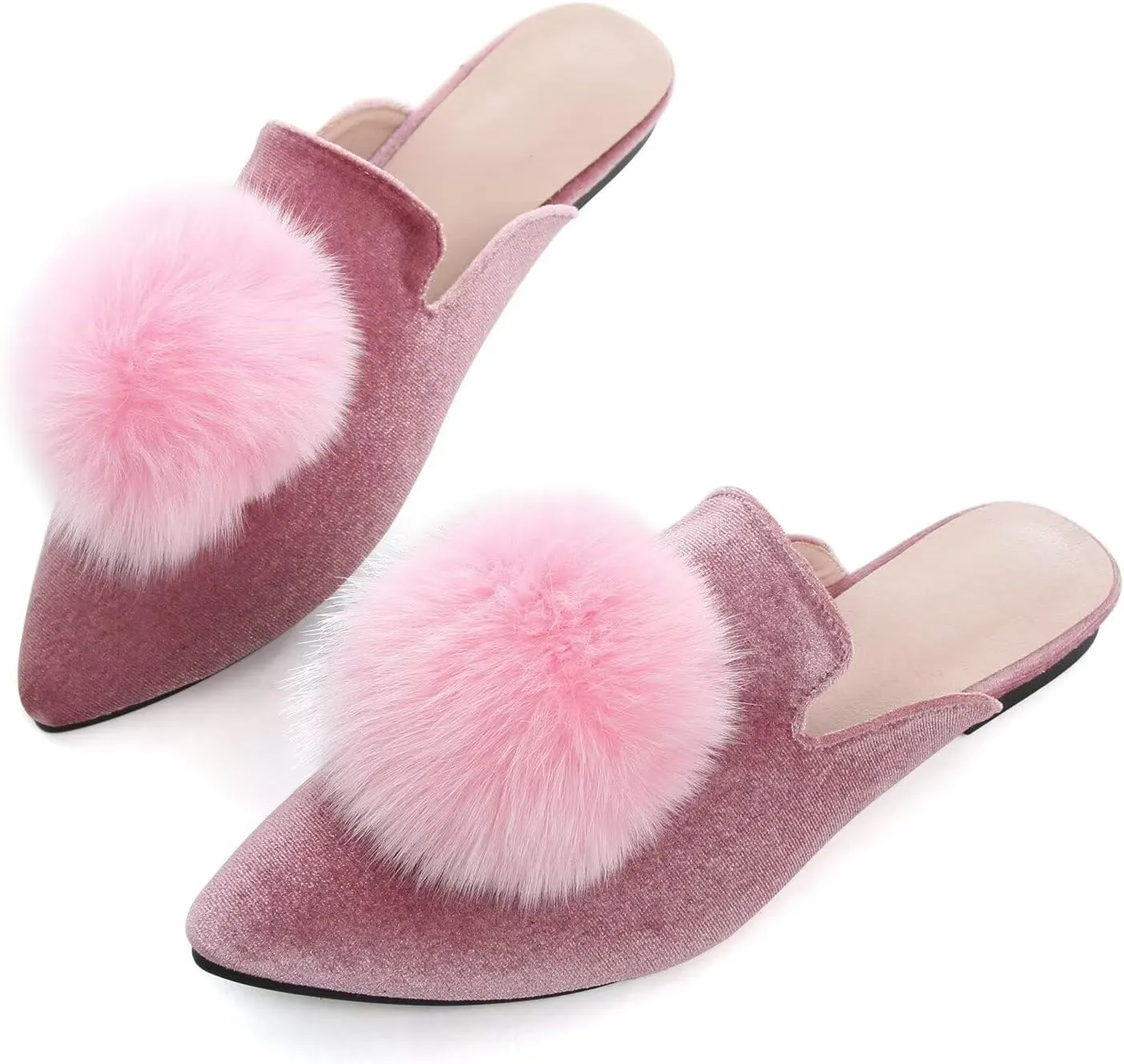 Hee grand Women's Mules Bowknot Suede Comfortable Slip On Flats Closed Pointed Toe Backless Loafers Mules for Women