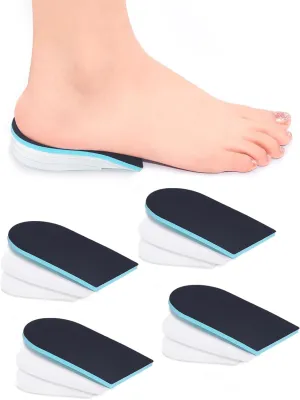 Heel Lift for Leg Length Discrepancy, Heel Pain Relief 【USA Made PORON】 Orthopedic Heel Increase Inserts for Plantar Fasciitis, Heel Height Adjustment ((2pairs) Black-Blue, W 12-14 / M 10-14.5)