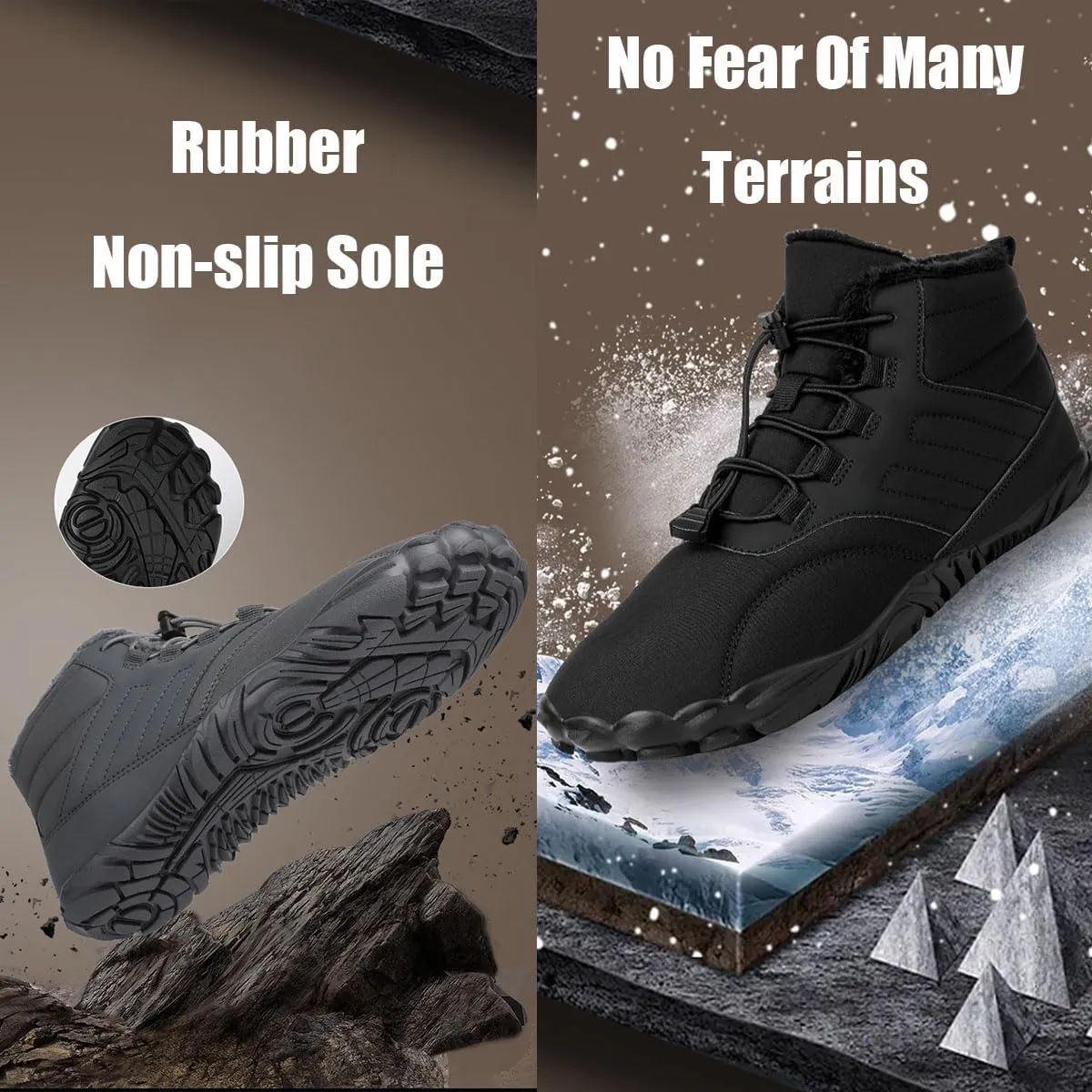 Hike Winter Footwear Barefoot Shoes Womens, Waterproof Hiking Boots, Wide Wide Toe Box Walking Shoes Men