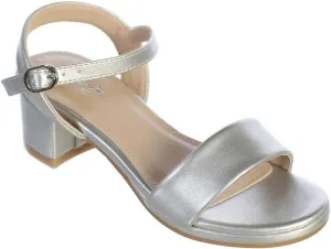 iGirlDress Girls Matte Strap Buckle Block Heel Dress Open-Toe Sandals 9-5 Kids