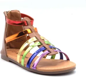 Jazamé Toddler Girls' Gladiator Sandals with Back Zipper Open Toe Shoes