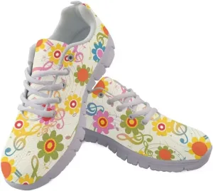 Jeiento Unisex Outdoor Running Shoes - White With Multicolor - Women, Men, Teenager - Non Slip, Breathable, Flexible - Running, Workouts - Casual, Spring, Summer, Fall