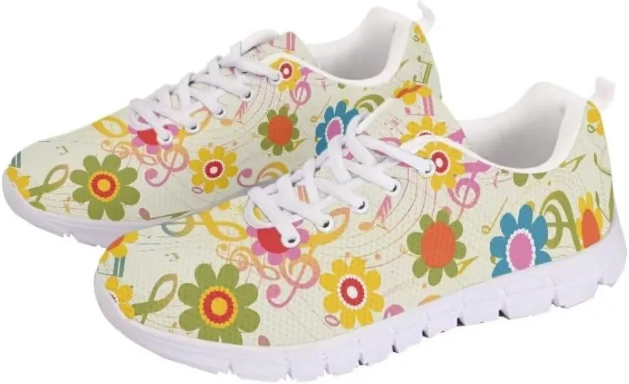 Jeiento Unisex Outdoor Running Shoes - White With Multicolor - Women, Men, Teenager - Non Slip, Breathable, Flexible - Running, Workouts - Casual, Spring, Summer, Fall