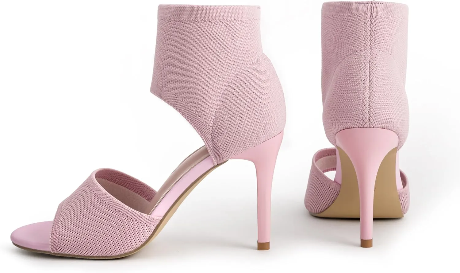 JishinGal High Heels for Women Peep Toe Heels Sandals Stretchy Knit Open Toe High Sexy 3 Inches Stiletto for Dressy and Everyday