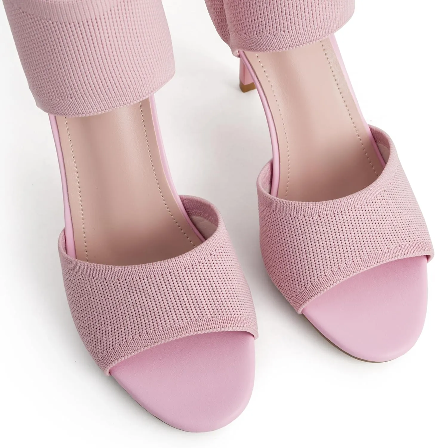 JishinGal High Heels for Women Peep Toe Heels Sandals Stretchy Knit Open Toe High Sexy 3 Inches Stiletto for Dressy and Everyday