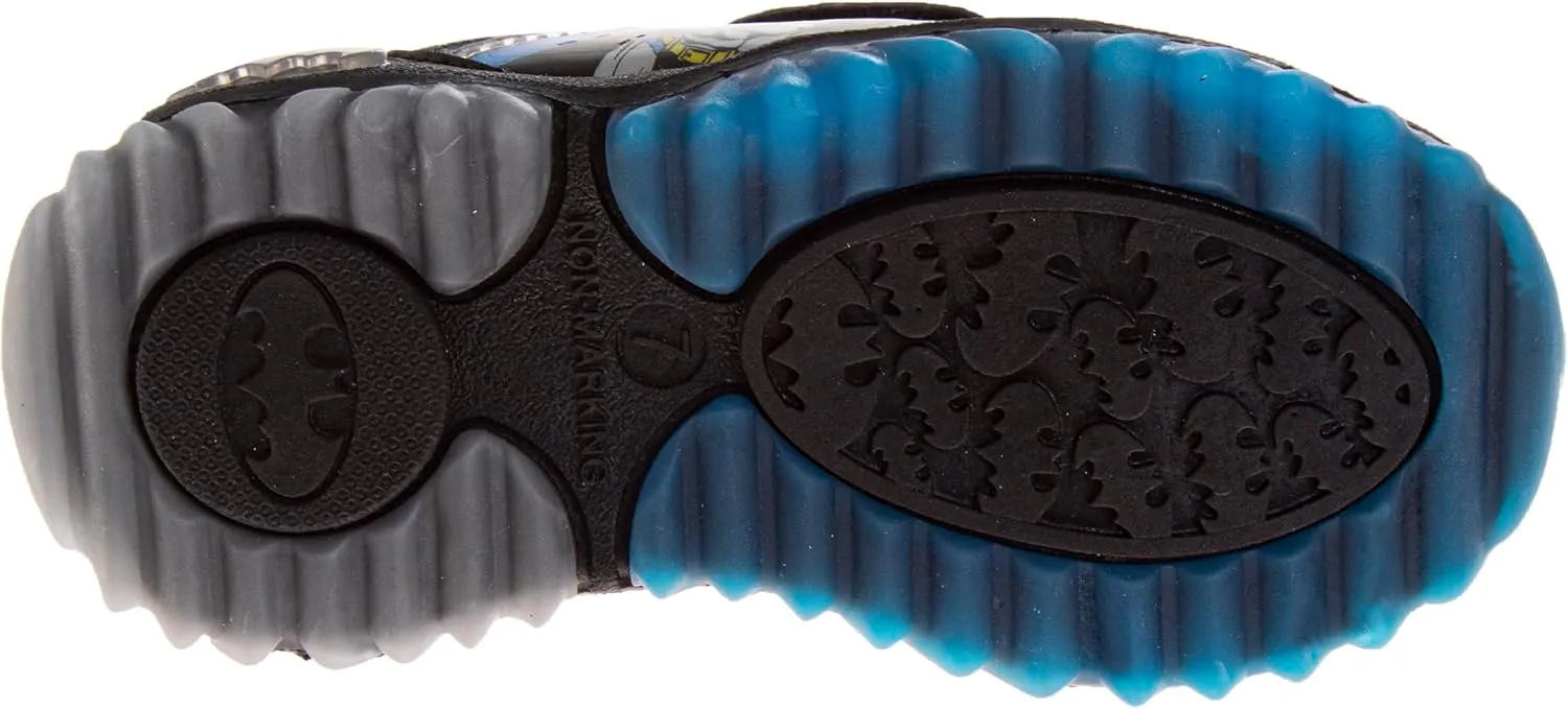 Josmo Boys Batman and The Flash Shoes - Toddler Kids Sneaker Character Superhero Comics Slip on Laceless Runner Lightweight Breathable Sneakers Light up Tennis (Size 6-12 Toddler/Little Kid)