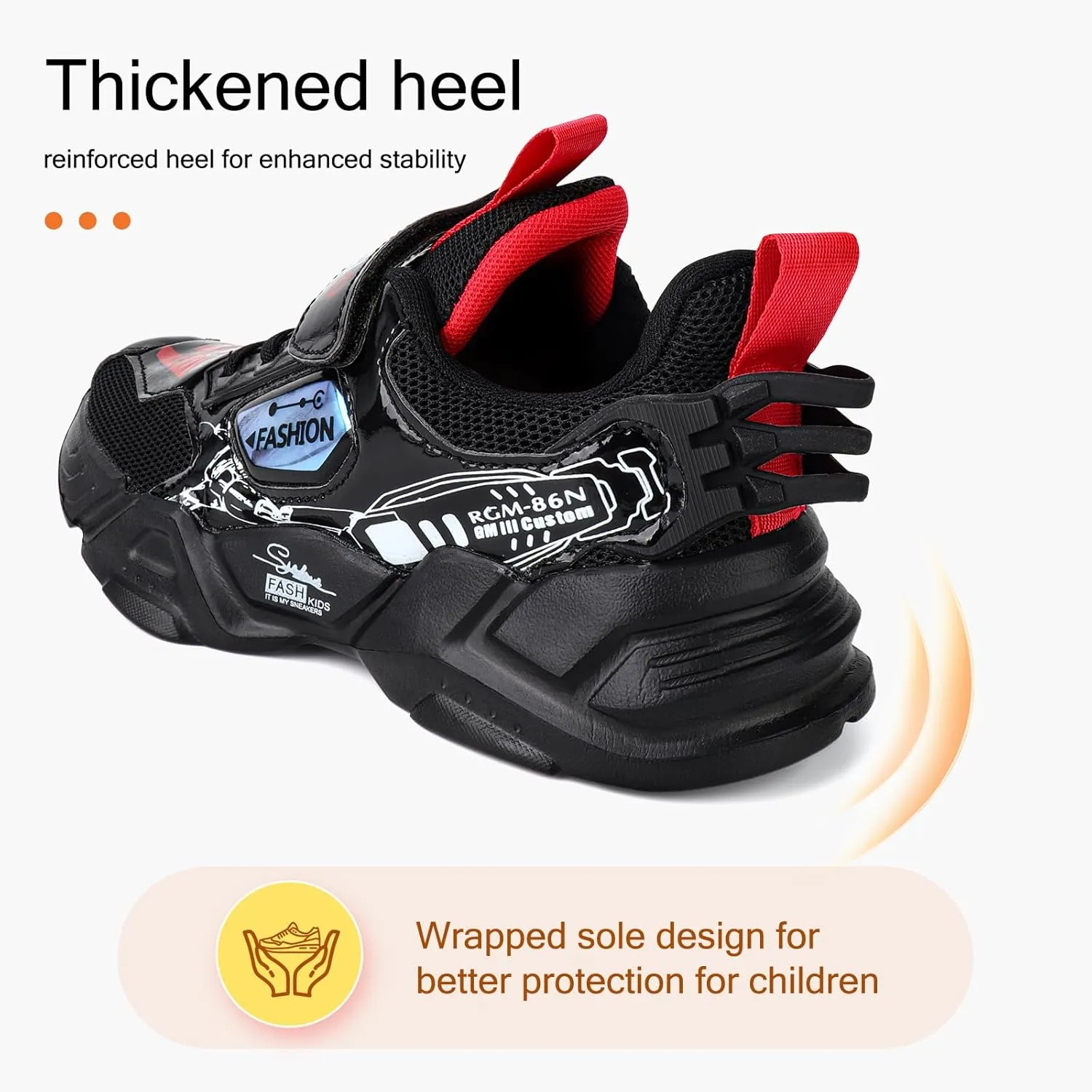 Kid Boys Girls Lightweight Breathable Sneakers Strap Athletic Tennis Shoes for Running Walking