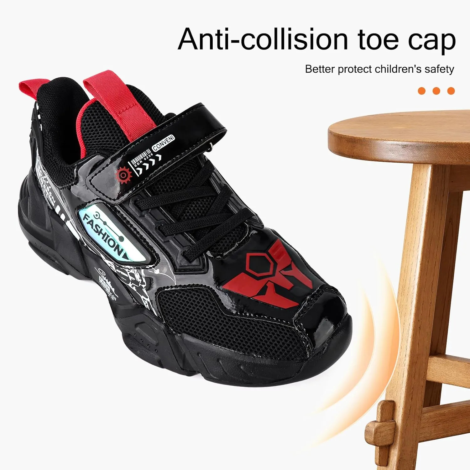 Kid Boys Girls Lightweight Breathable Sneakers Strap Athletic Tennis Shoes for Running Walking