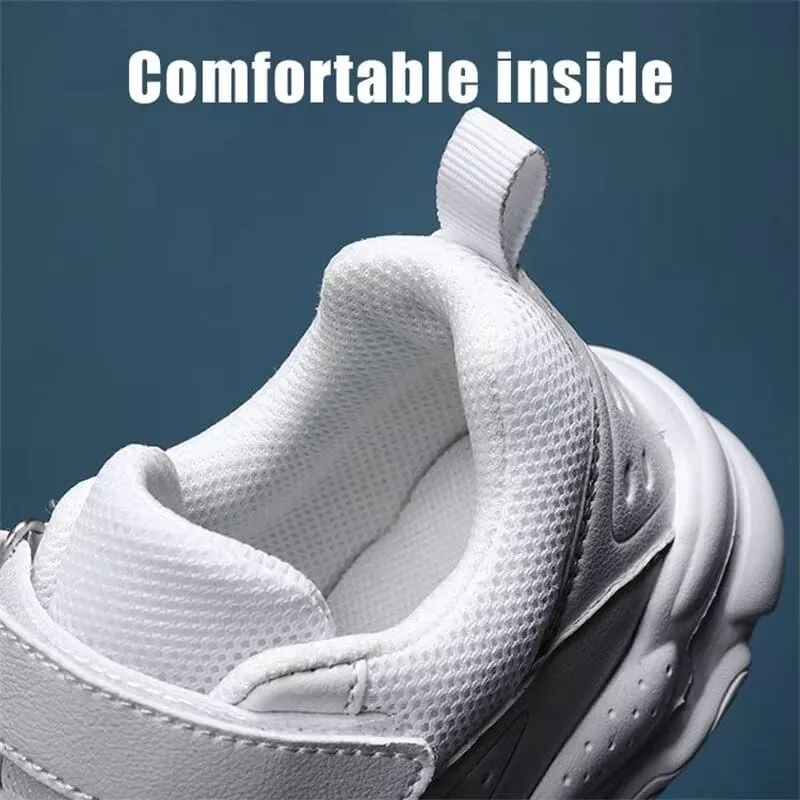 Kids Boy Girl PU Leather Casual Sneakers for Sport Walking Running School