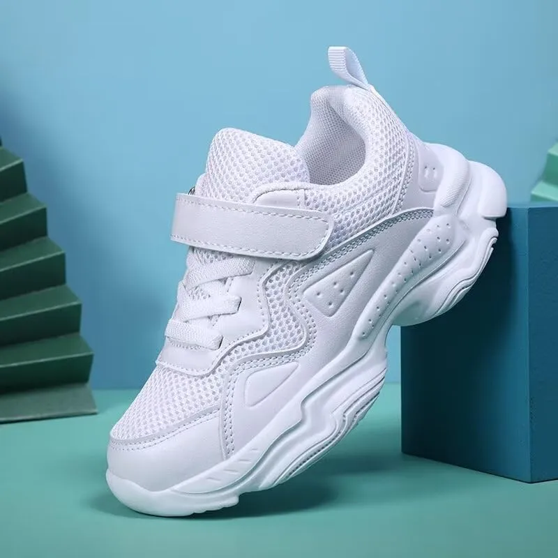 Kids Boy Girl PU Leather Casual Sneakers for Sport Walking Running School