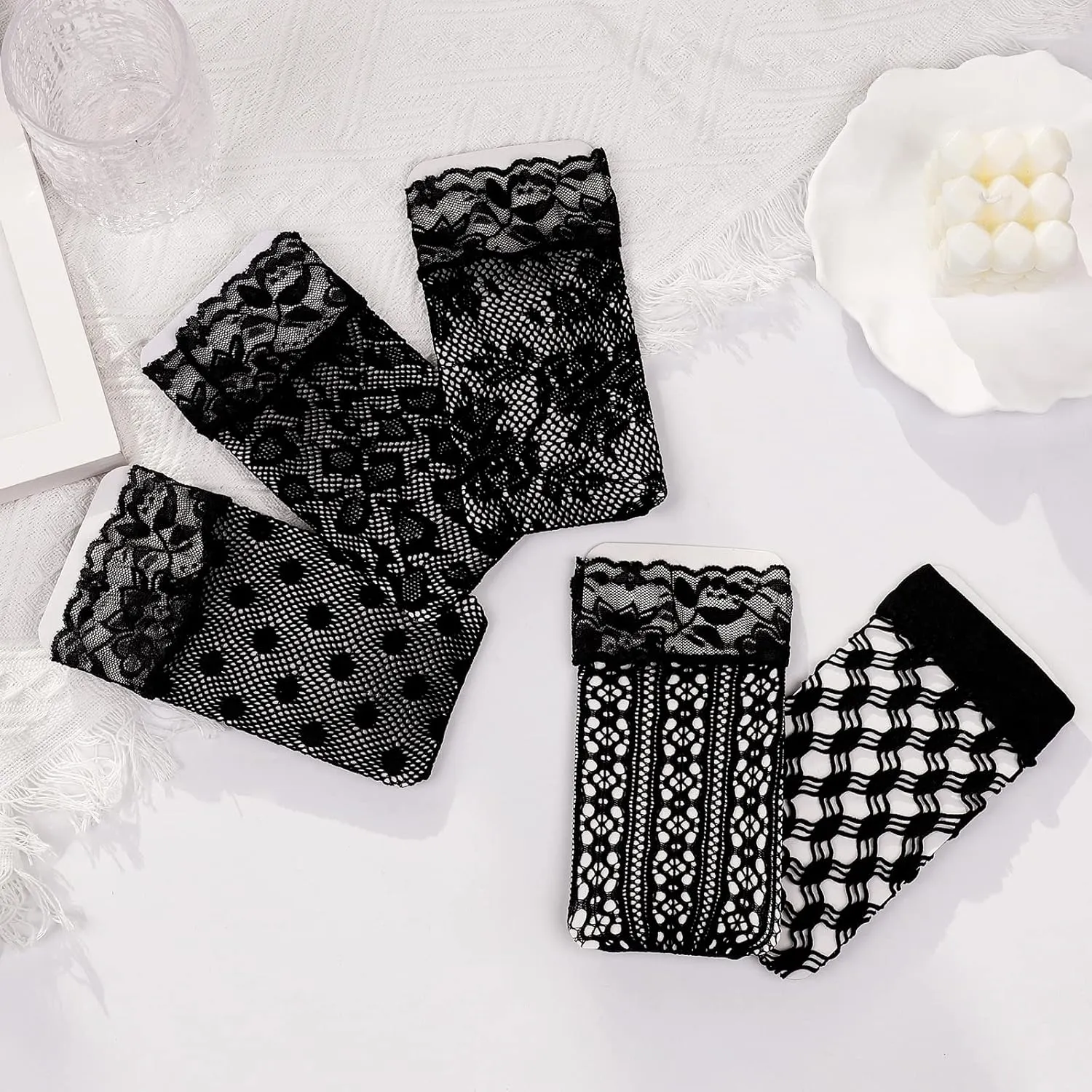 Lace Ankle Socks For Women - 5Pairs ruffle socks women - Fishnet Ankle Women Socks