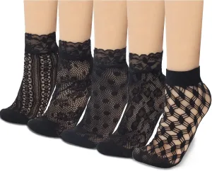Lace Ankle Socks For Women - 5Pairs ruffle socks women - Fishnet Ankle Women Socks