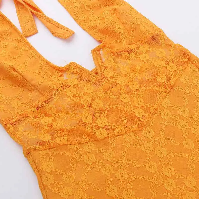 Lace V-neck Dress for Women - Elegant Split Design