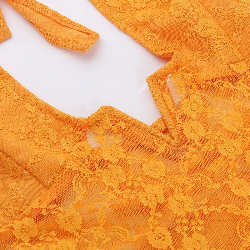 Lace V-neck Dress for Women - Elegant Split Design