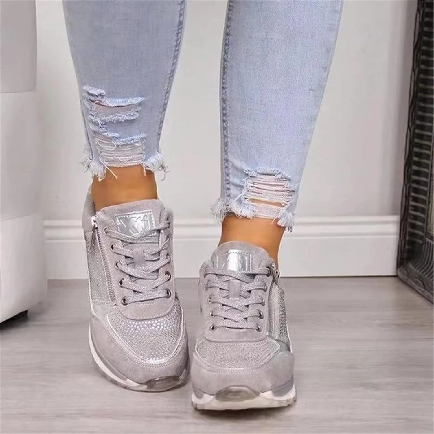 Ladmiple Sneakers For Women Walking Shoes Comfortable Slip on Fashion Casual Dressy Summer Low Top Platform Flats Loafer