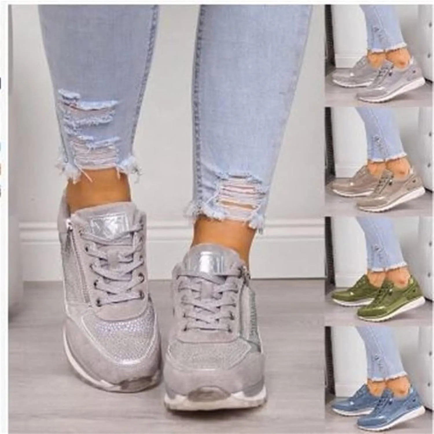 Ladmiple Sneakers For Women Walking Shoes Comfortable Slip on Fashion Casual Dressy Summer Low Top Platform Flats Loafer