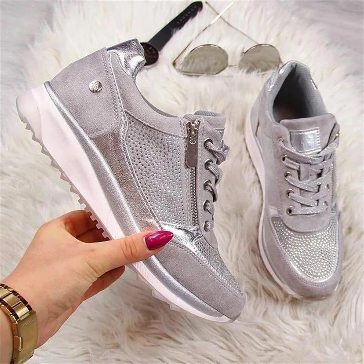 Ladmiple Sneakers For Women Walking Shoes Comfortable Slip on Fashion Casual Dressy Summer Low Top Platform Flats Loafer