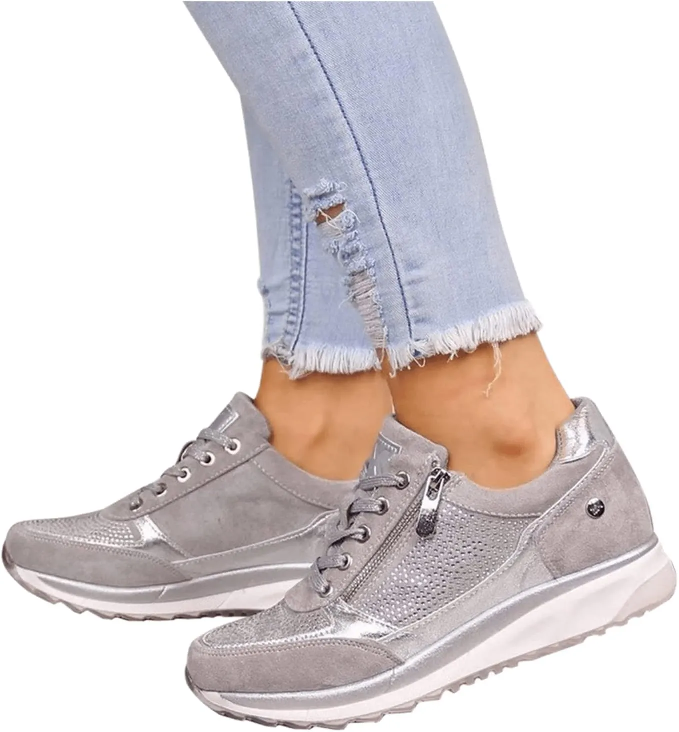 Ladmiple Sneakers For Women Walking Shoes Comfortable Slip on Fashion Casual Dressy Summer Low Top Platform Flats Loafer